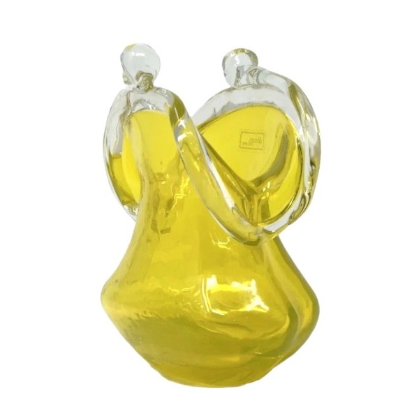 Vtg Design Society Murano Style Yellow Art Glass Blown Coin Purse Retro Chic - Picture 4 of 8